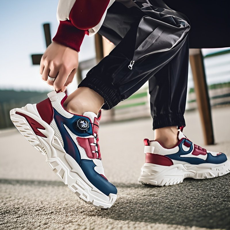 ファッションシューズ 2025年秋新作 ニッチ 学生 レジャー スポーツ ランニングシューズ 厚底 回転ボタン 旅行 お父さん シューズ