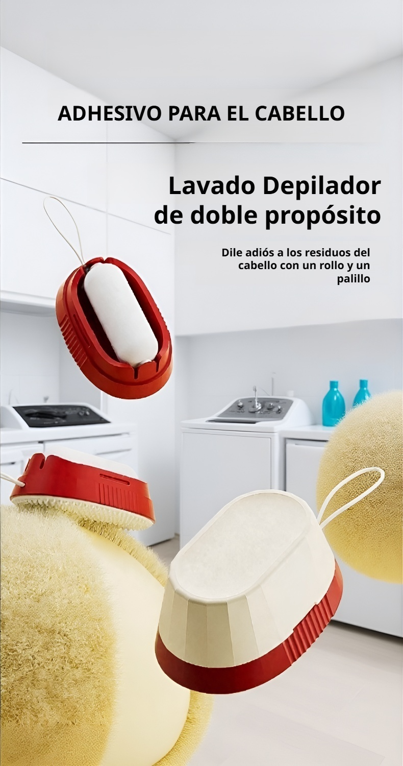 Cepillo adhesivo lavable 2 en 1 eliminando pelos de mascota