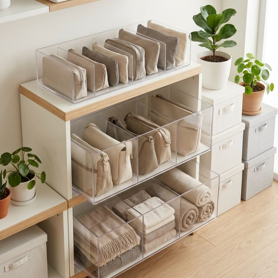 Platzsparende Aufbewahrungslösung für Taschen