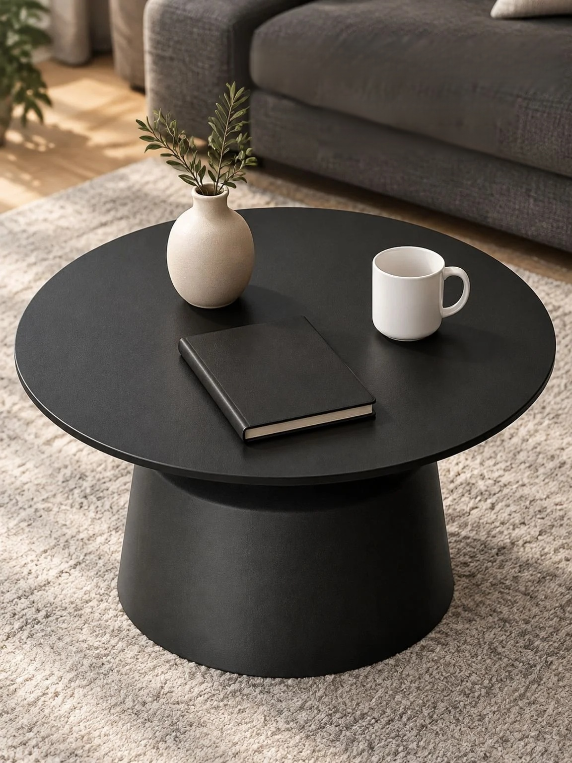 Nordic-style coffee table with a minimalist iron frame