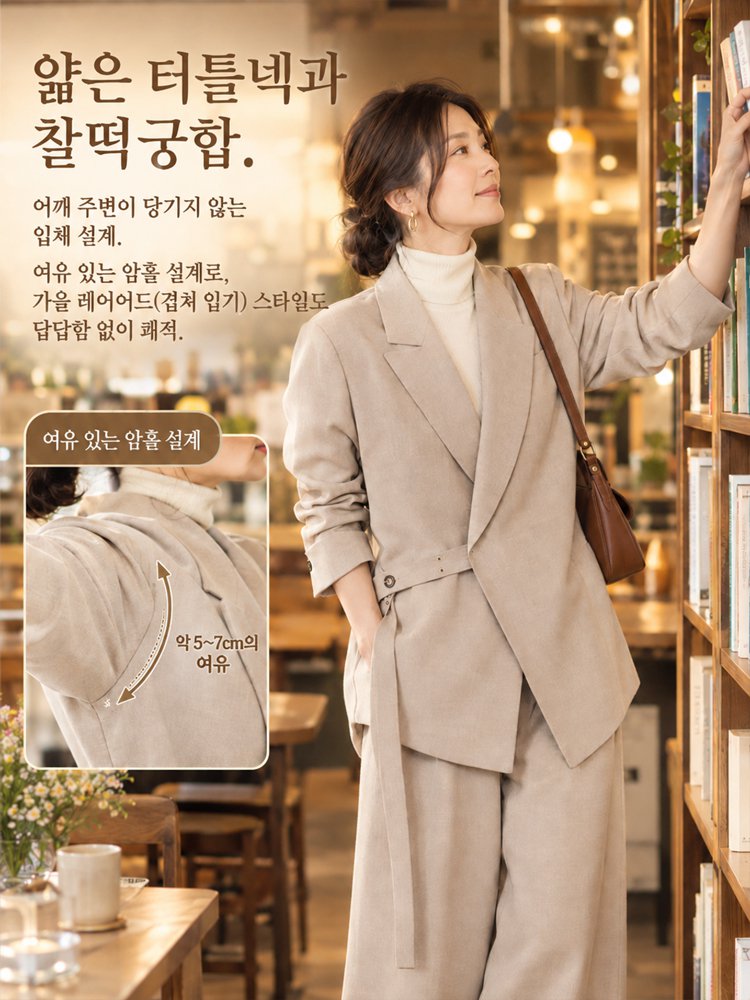 루즈핏의 젊고 감각적인 여성용 투피스