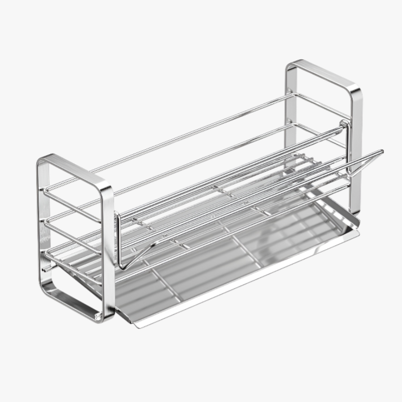 Multifunktionales Küchenregal aus SUS304 Edelstahl, automatischer Wasserablauf