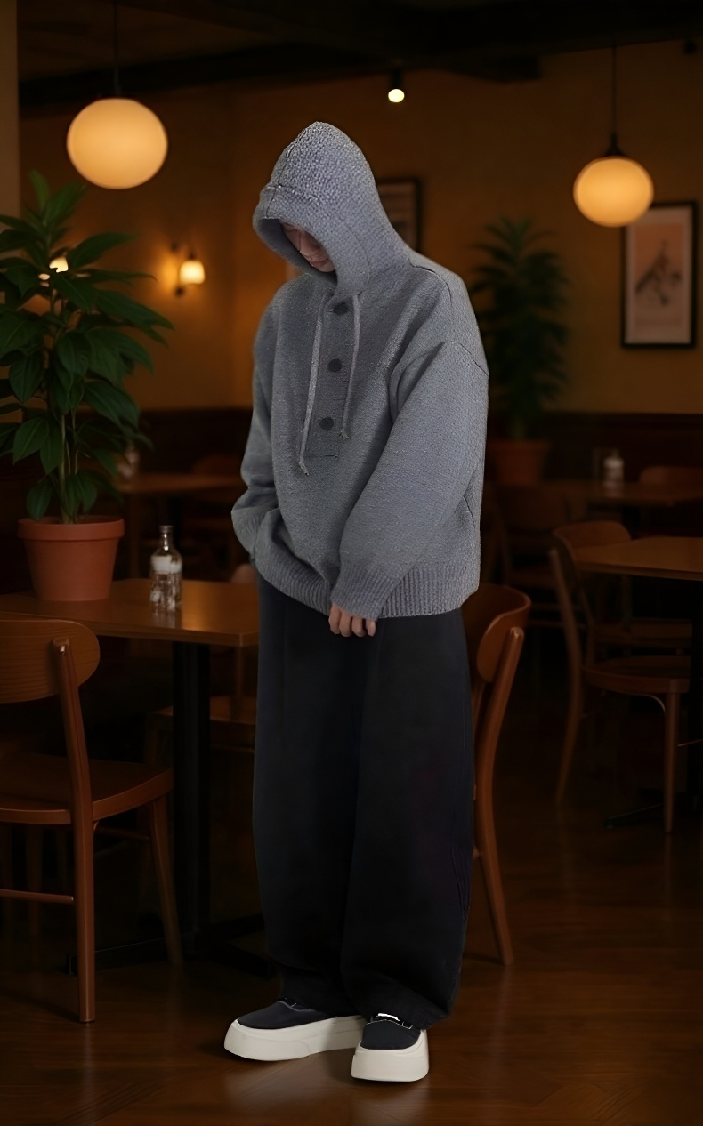 柔らか素材のカジュアルパーカー