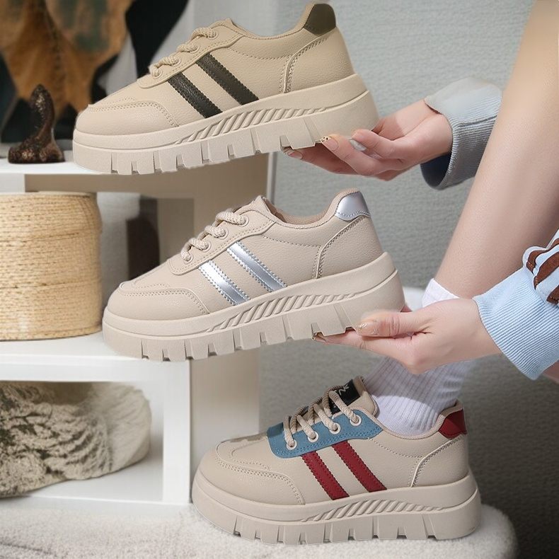 통굽 스니커즈 봄 캐주얼 여성 키높이 스니커즈 화이트 슈즈 학생 스트리트 라켓 필수 슈즈