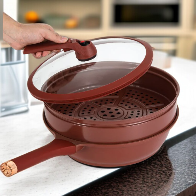가정용 다기능 일체형 조리 냄비 보라색 모래 세라믹 논스틱 냄비 건강 클레이 찜기 웍 일체형 다기능 냄비