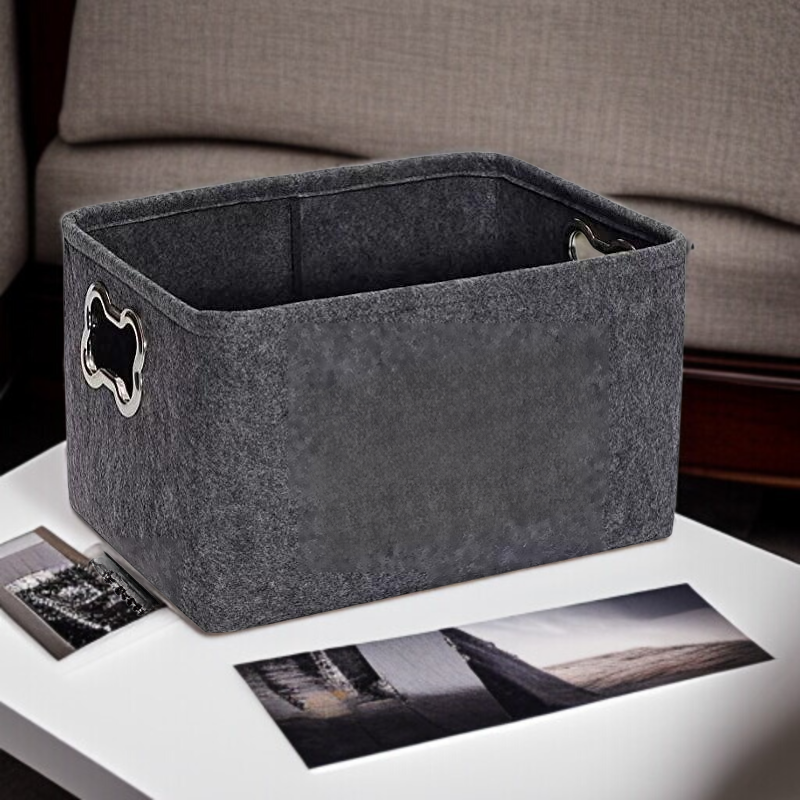 New felt dog toy storage basket foldable wooden handle woven dirty clothes basket storage basket sun