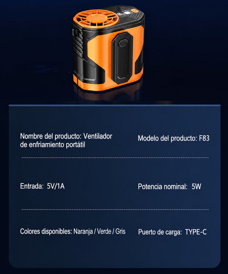 Ventilador de Cintura 3 en 1 (4000mAh): Enfriamiento Rápido 100 Velocidades + Power Bank + Linterna