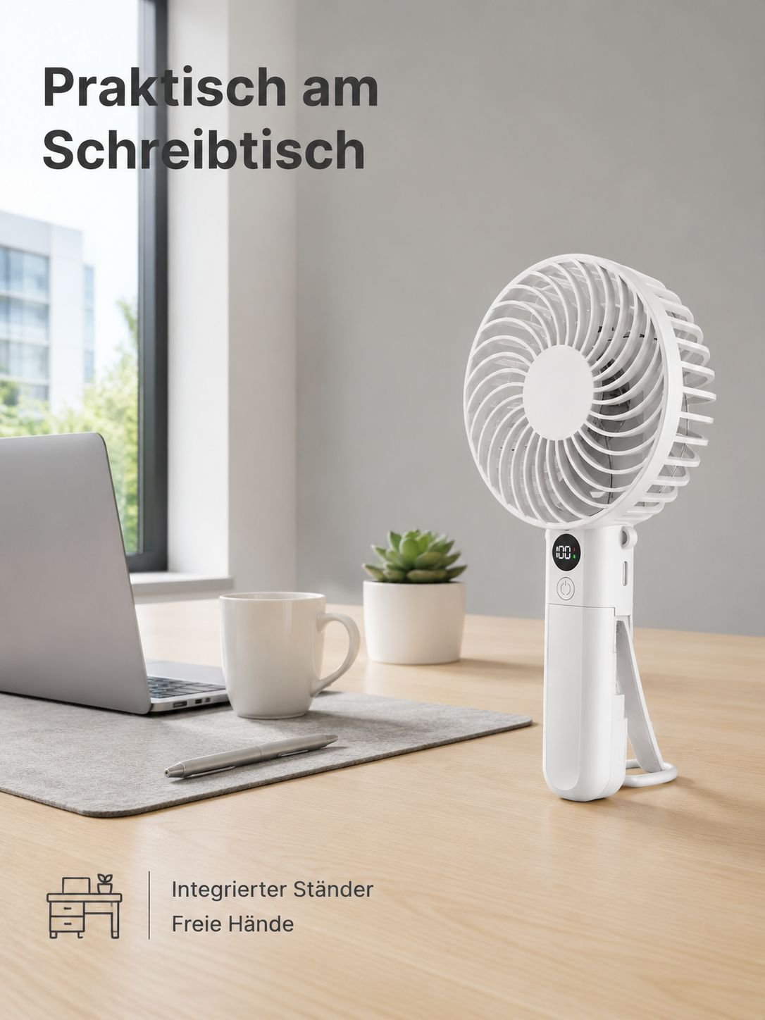 Tragbarer Handventilator mit intelligenter Digitalanzeige