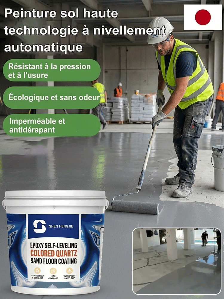 Peinture de sol époxy autonivelante à base d'huile JS, résistante à l'usure et antidérapante