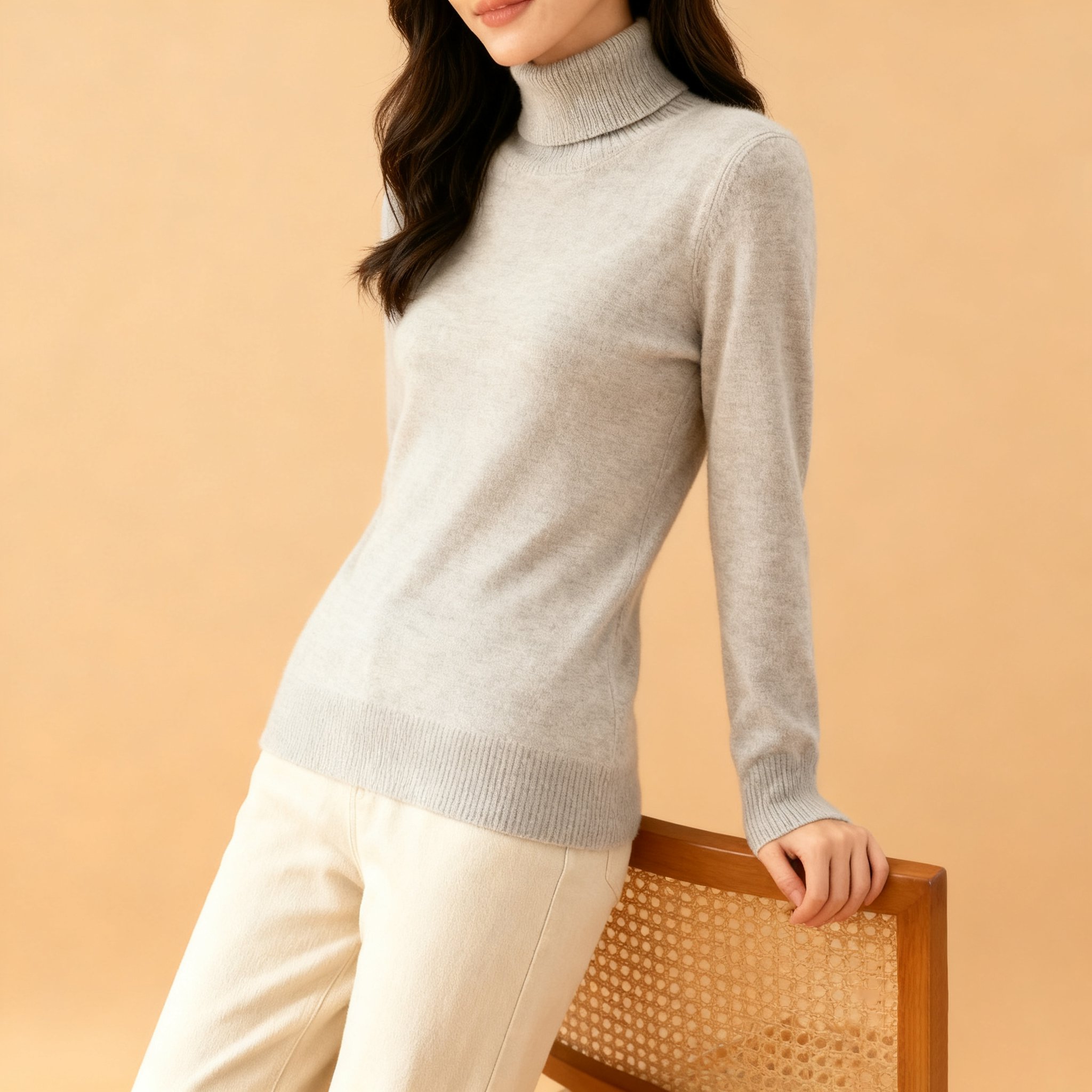 여성용 하이넥 스웨터