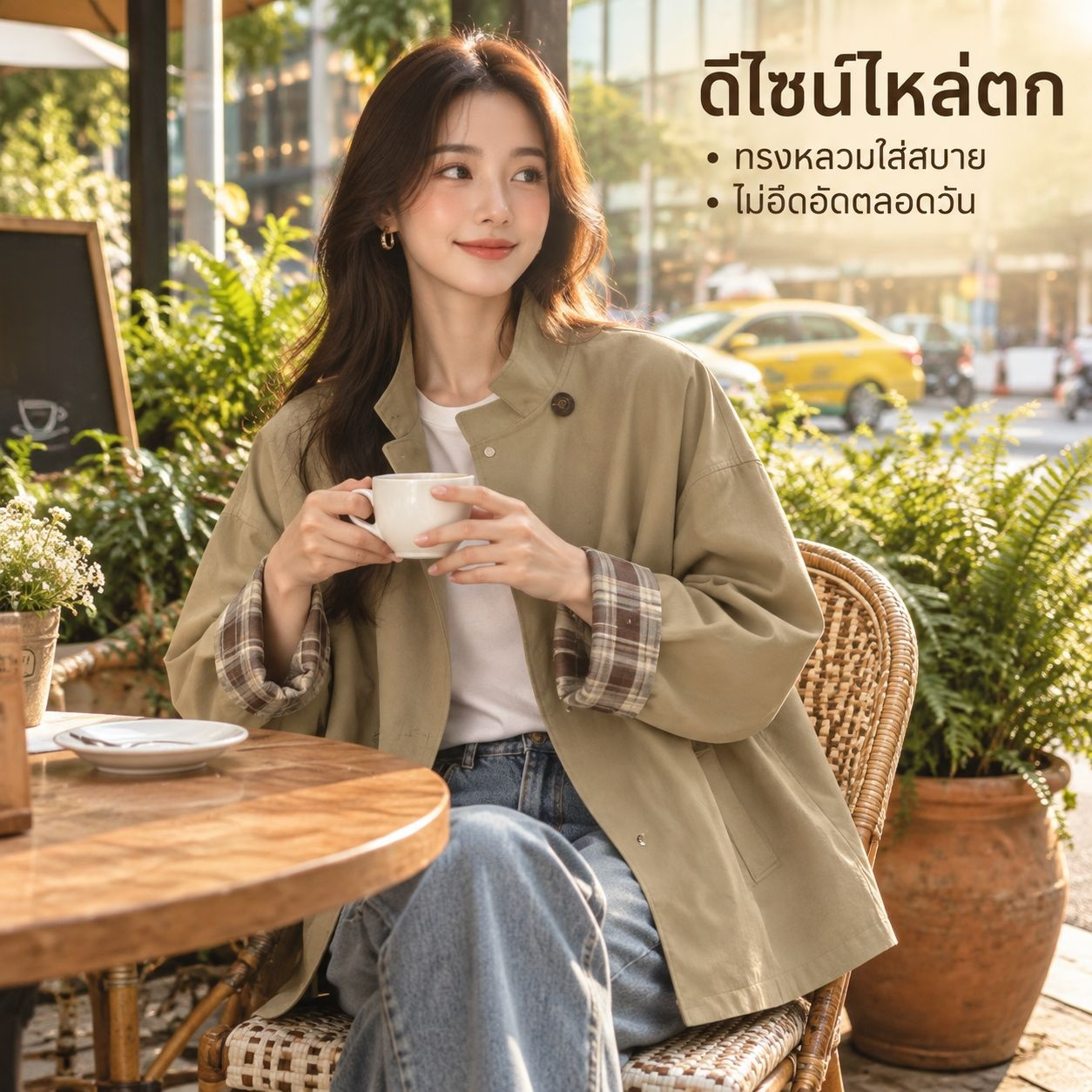 เสื้อโค้ทสั้นลำลองสำหรับผู้หญิง ฤดูใบไม้ผลิและใบไม้ร่วง
