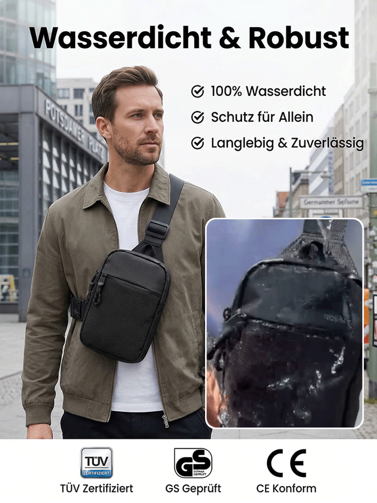 Wasserdichtes, diebstahlsicheres Brusttaschen mit mehreren Fächern