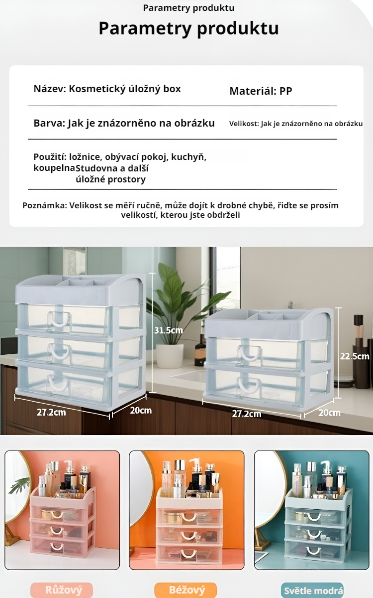 Kosmetická skříňka s více zásuvkami