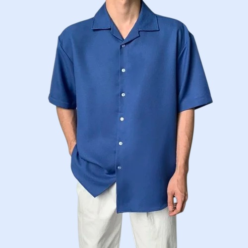 เสื้อเชิ้ตผู้ชายคูลไอซ์ เนื้อผ้าระบายอากาศ ดีไซน์หลวม ใส่สบาย