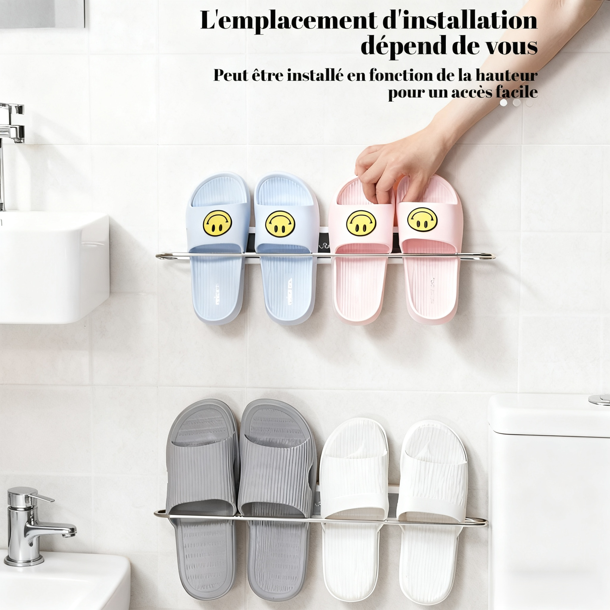 Porte-chaussures de salle de bain mural sans perçage