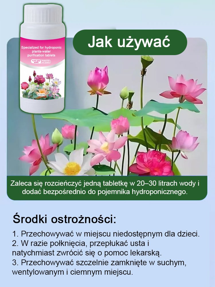 Specjalne tabletki odżywcze do hydroponicznych roślin oczyszczających