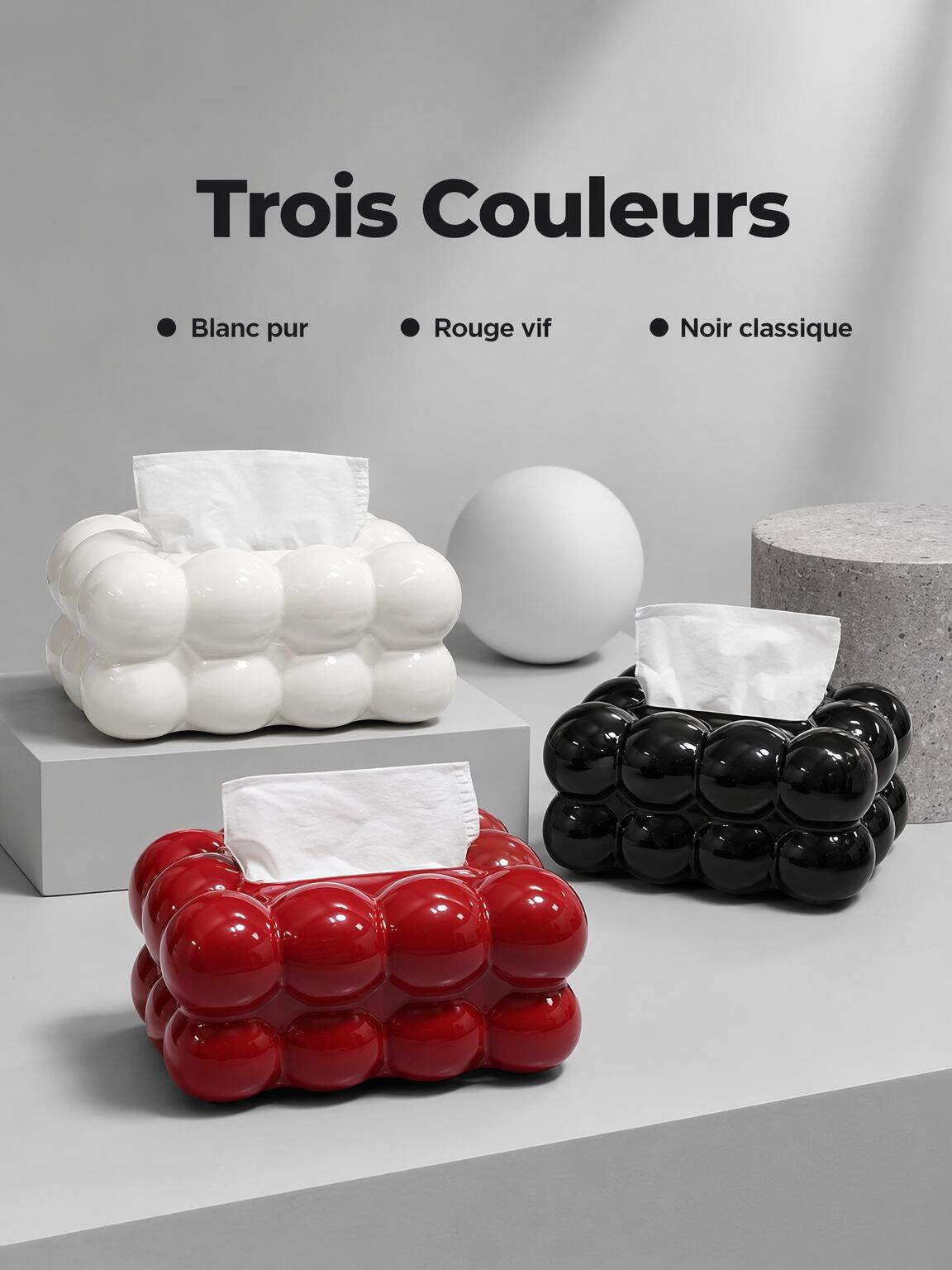 Boîte de rangement à mouchoirs style crème
