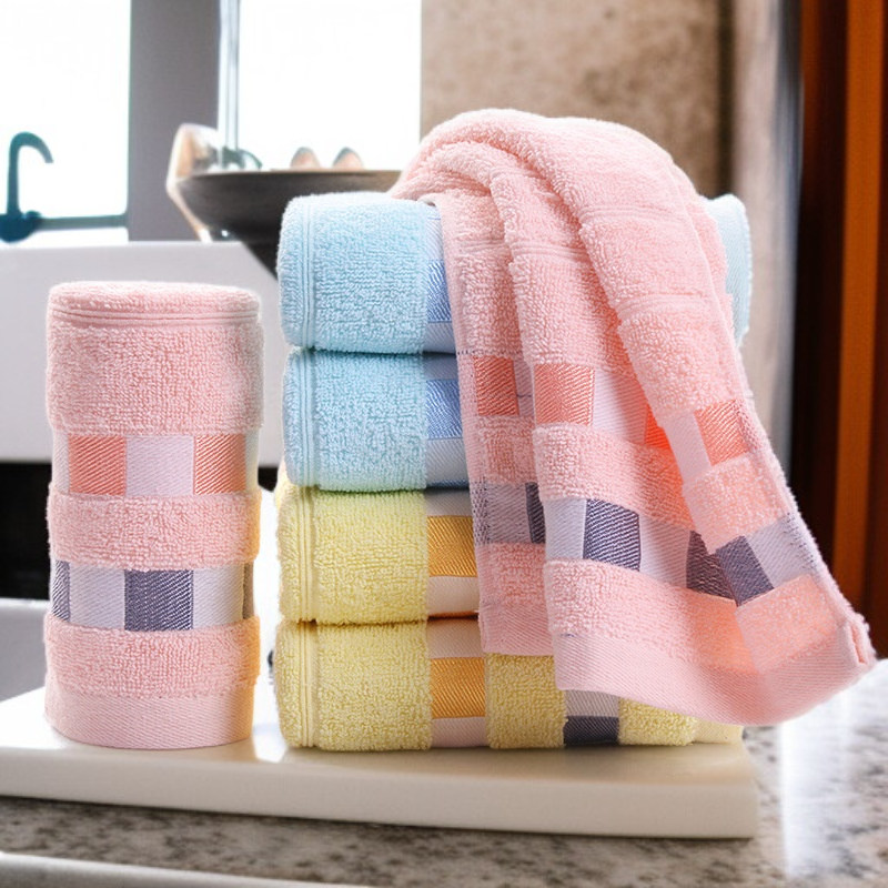  호텔 가정용 면 체크 흡수성 부드러운 성인용 세면 타월