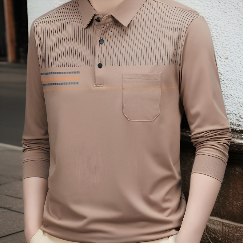 中高年男性用綿100%長袖ポロシャツ パパ向け