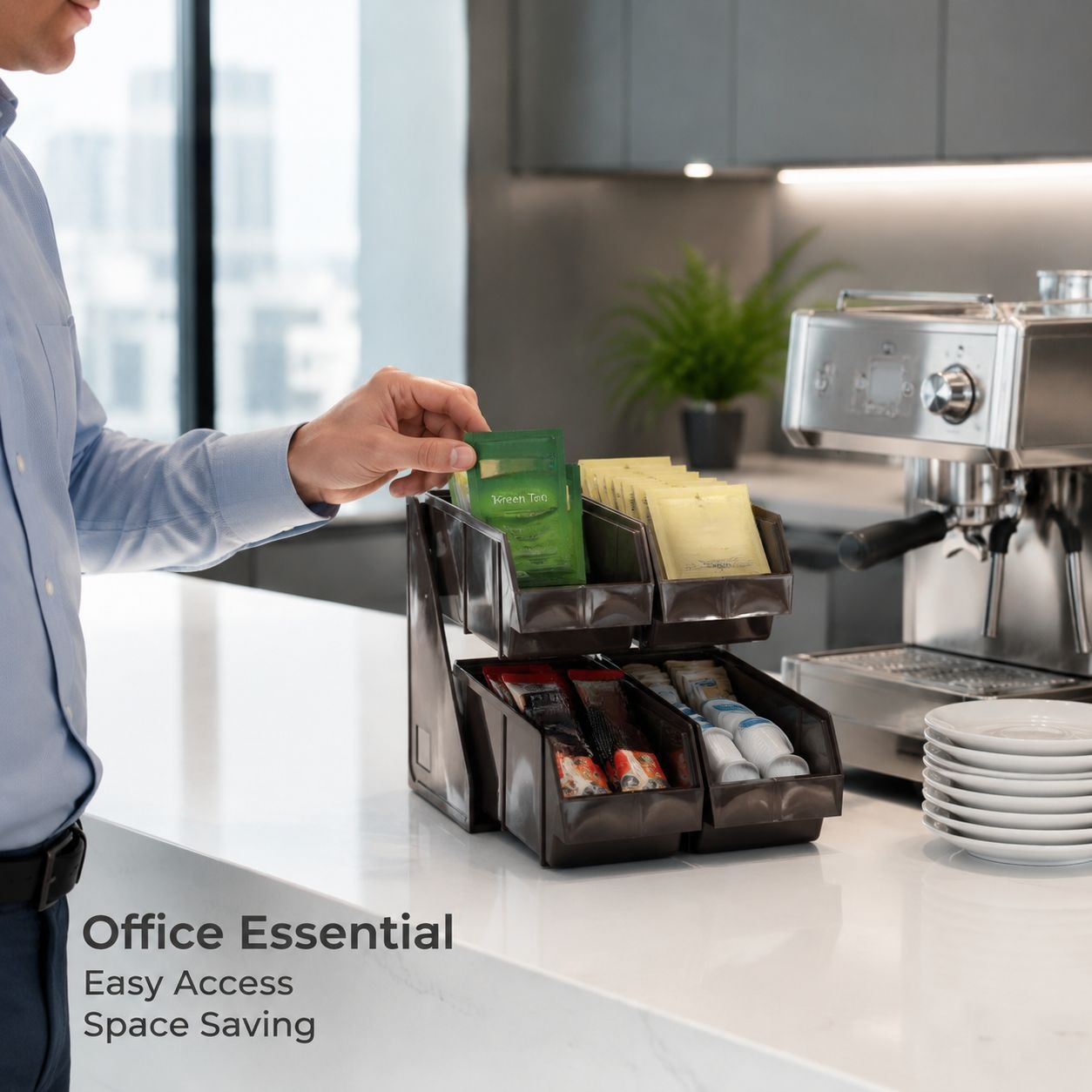 DS-H460 Office Cafe Napkin Straw 3-Tier Dispenser Organizer