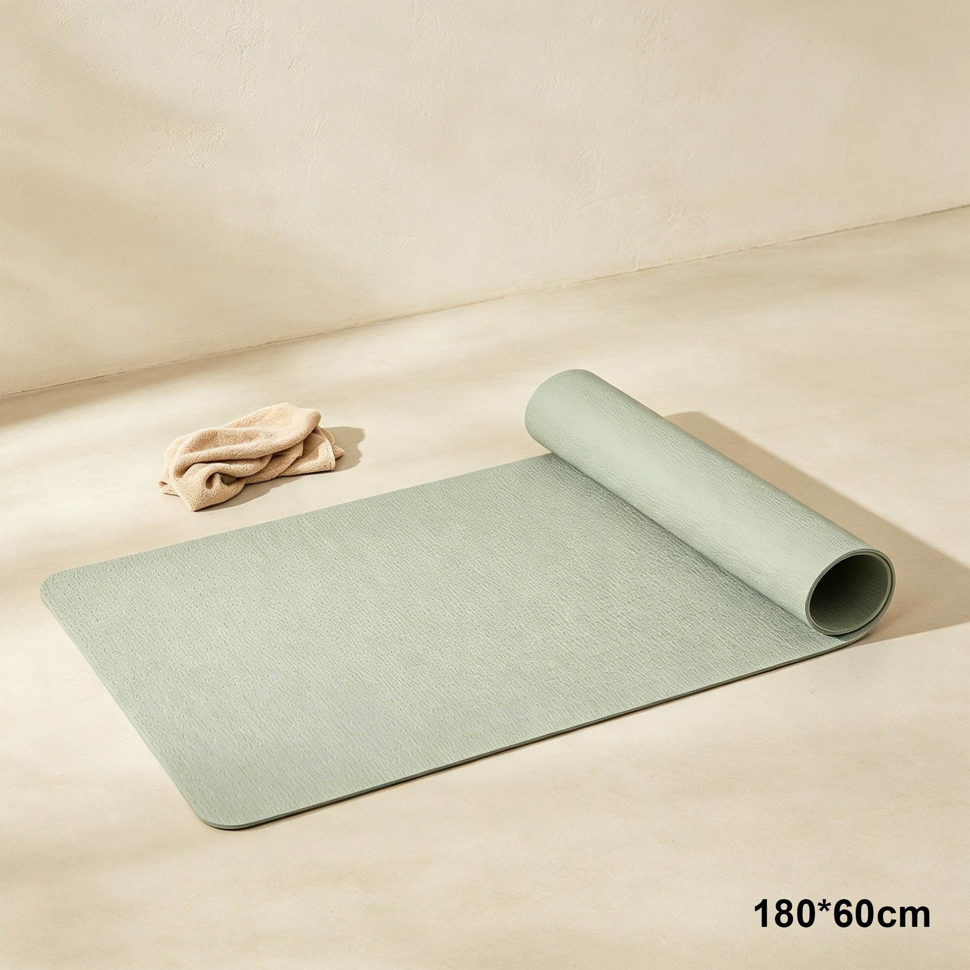 Light green yoga mats for group fitness classes