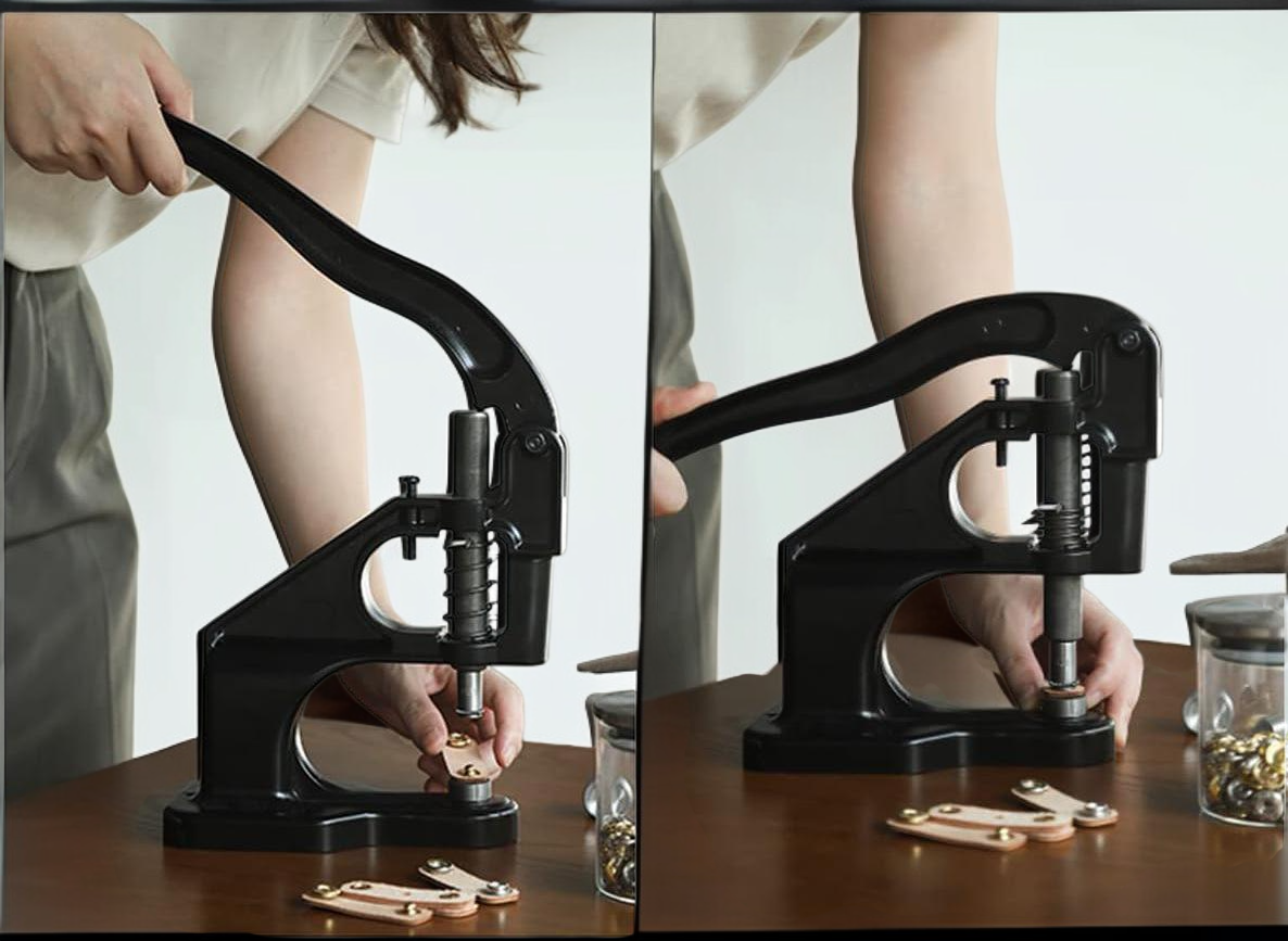 Snap button machine for garment making