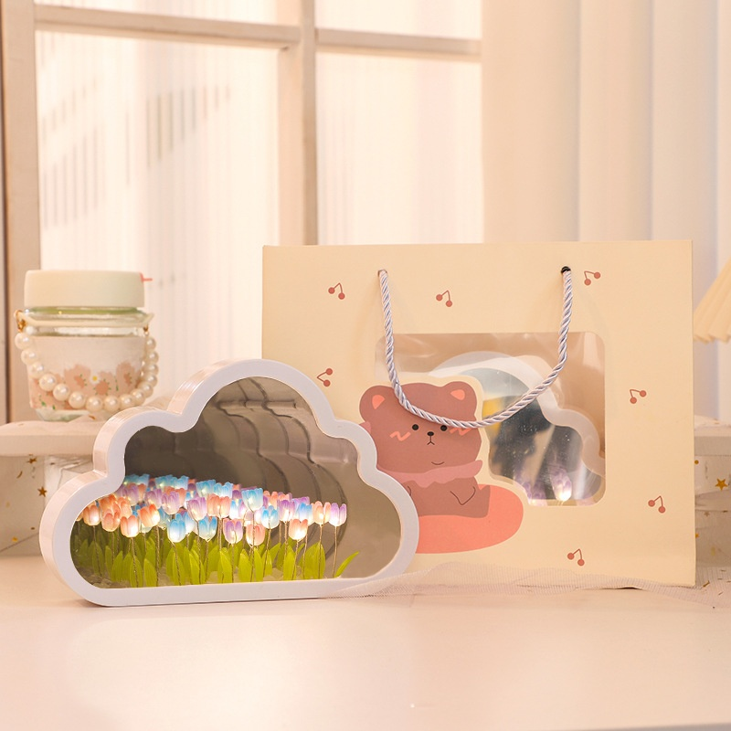  Lámpara nocturna de tulipán hecha a mano, adorno de escritorio, luz ambiental