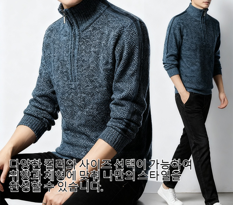 플리스 안감이 강조된 남성 스웨터 디테일 샷