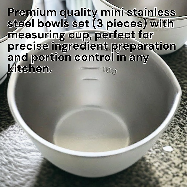 Shimomura Mini Stainless Steel Bowls (Set of 3) with Measuring Cup