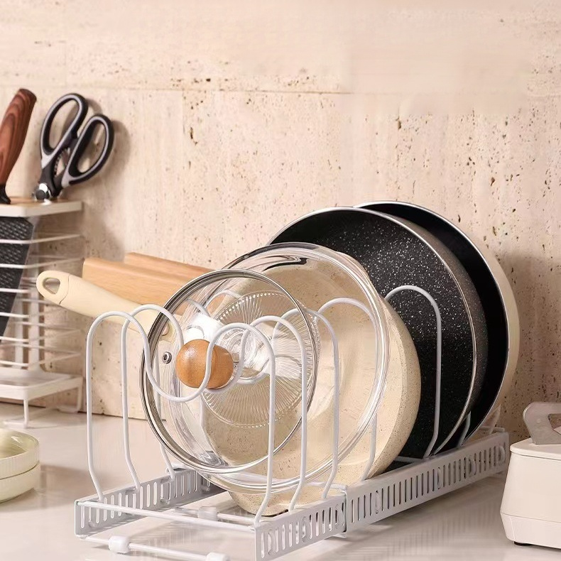 Multifunktionaler ausziehbarer Küchenständer – Topfdeckel-, Schneidebrett- und Geschirrhalter