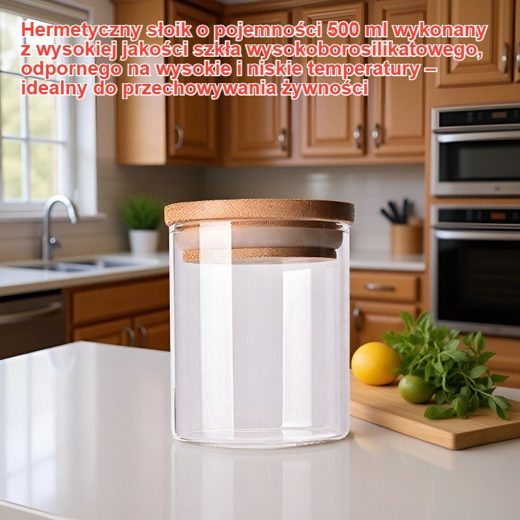 Hermetyczny słoik z wysokoborosilikatowego szkła 500 ml z bambusową pokrywą