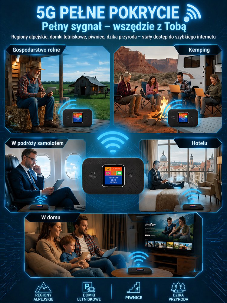 Przenośny WiFi z pełnym zasięgiem i hotspotem