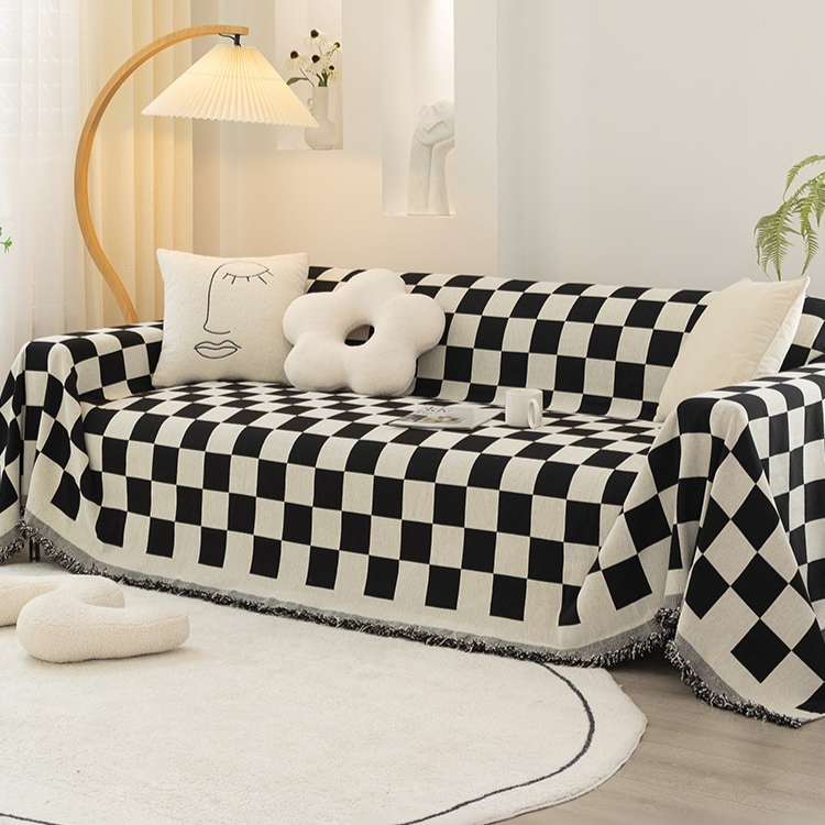 Black and White Checkered Sofa Cushion