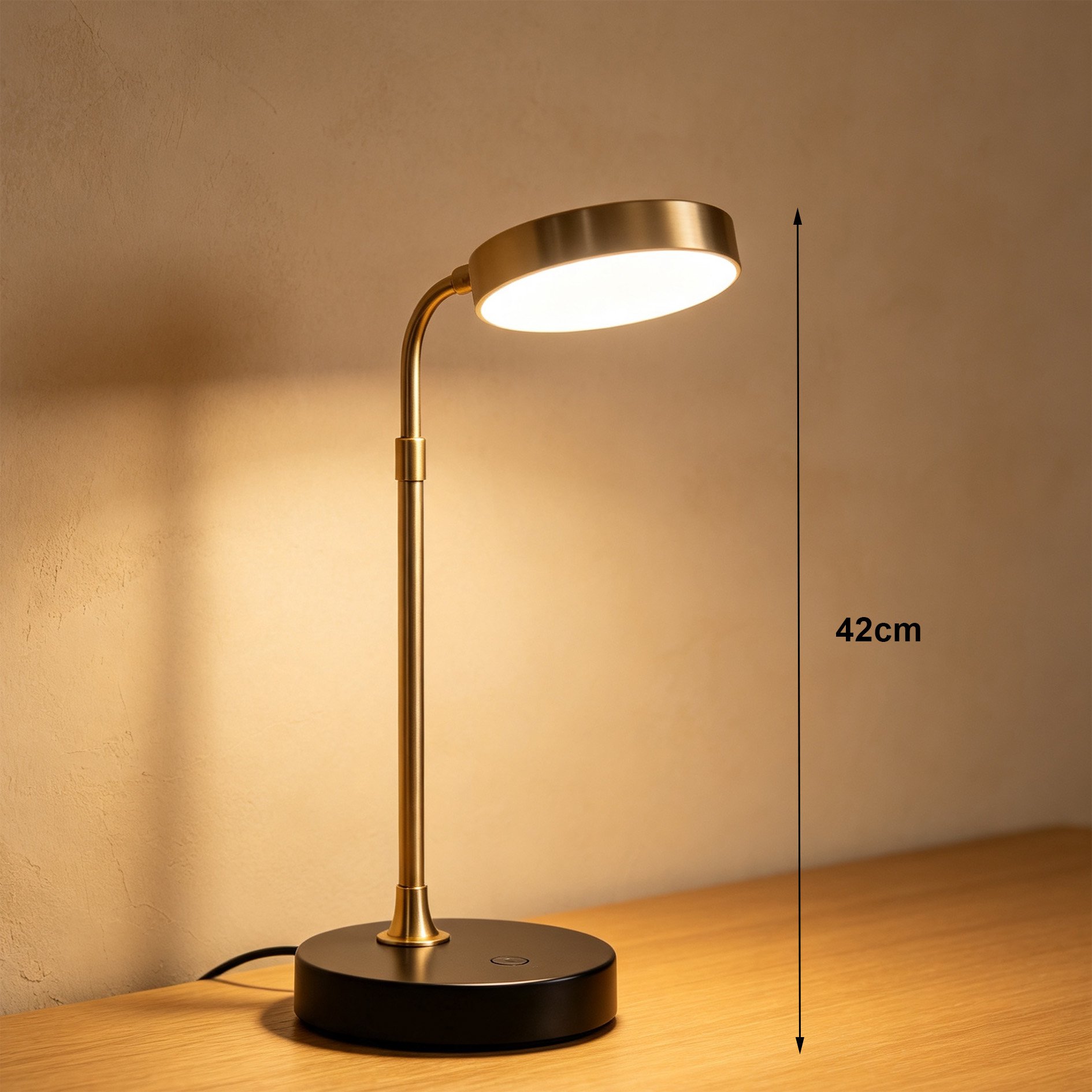 Energy-efficient LED light on bendable brass lamp