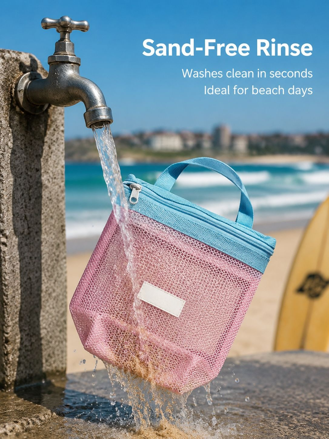 Close-up view of the durable and water-resistant fabric of the JMY toiletry bag