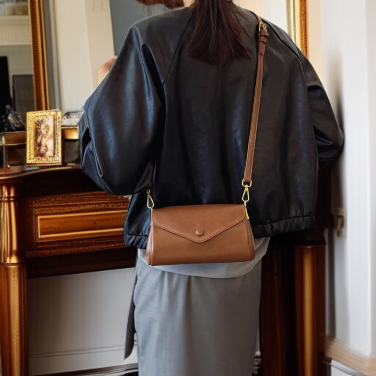 다중 수납 부드러운 가죽 아코디언 크로스백