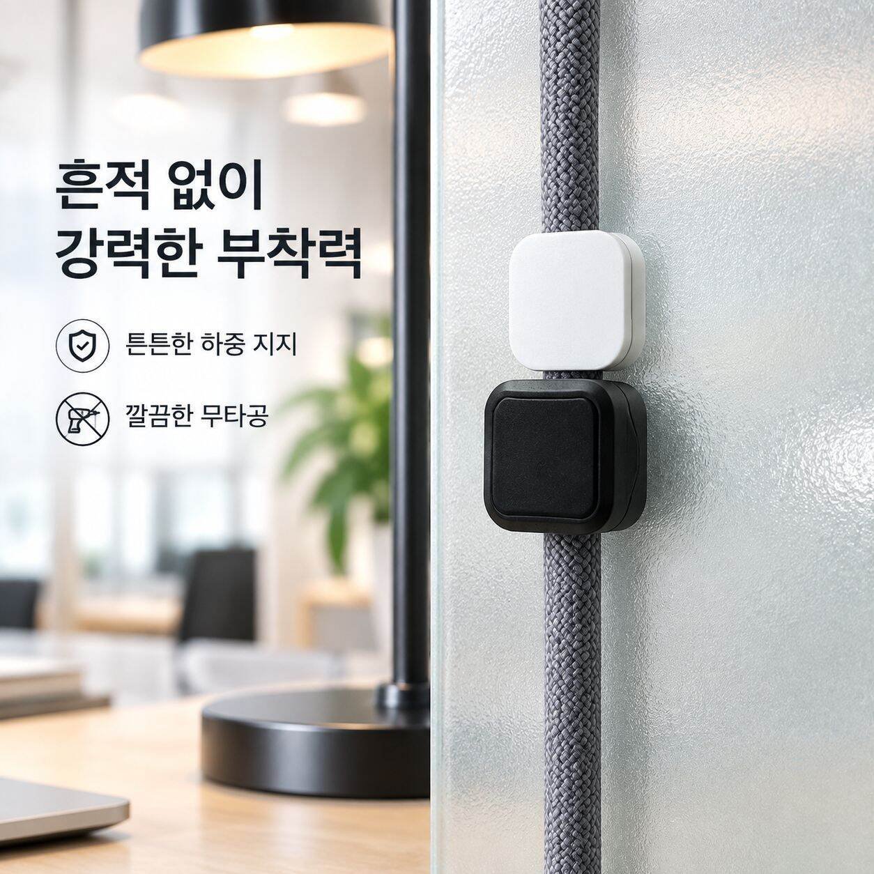 데스크탑 자석식 데이터 케이블 정리 클립 고정 집게