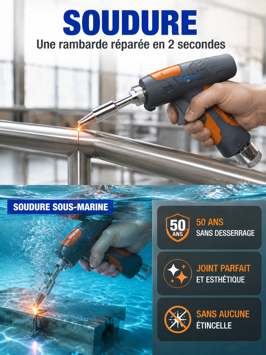 Soudeur Laser Portable Pro (90-480°C) | Zéro Étincelle| Sans Expérience, Résultat Pro en 0.1s 