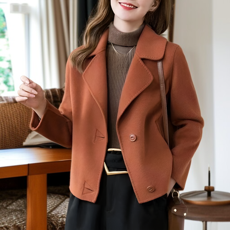 小柄女性向け秋新作ウールリバーシブルショートコート