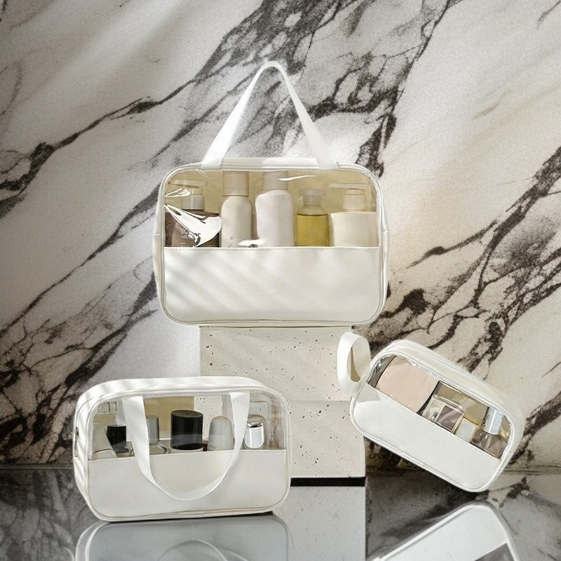 Transparent waterproof portable large capacity toiletry bag