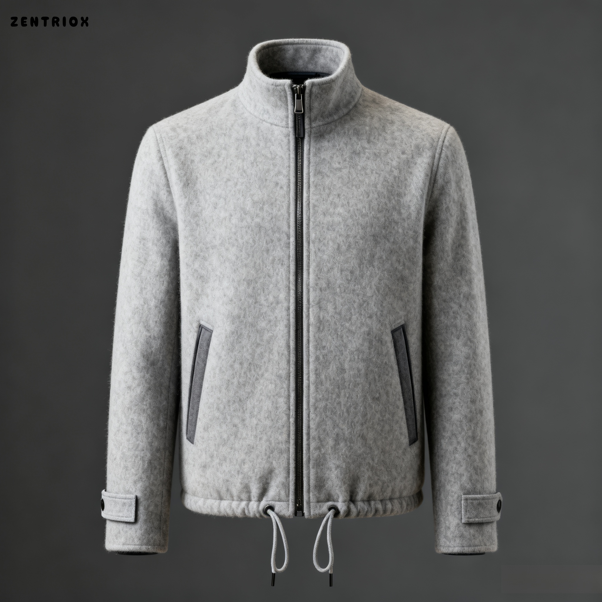 남성용 트렌디한 루즈 워시드 캐주얼 스탠드 칼라 재킷 전체 이미지