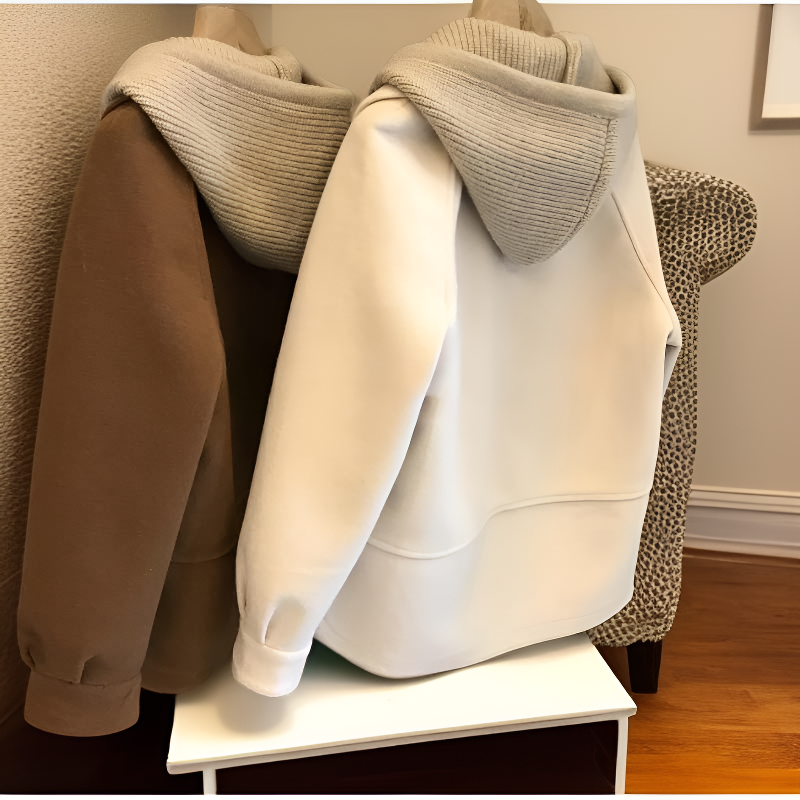 페이크 투피스 디자인 여성 코트 디테일