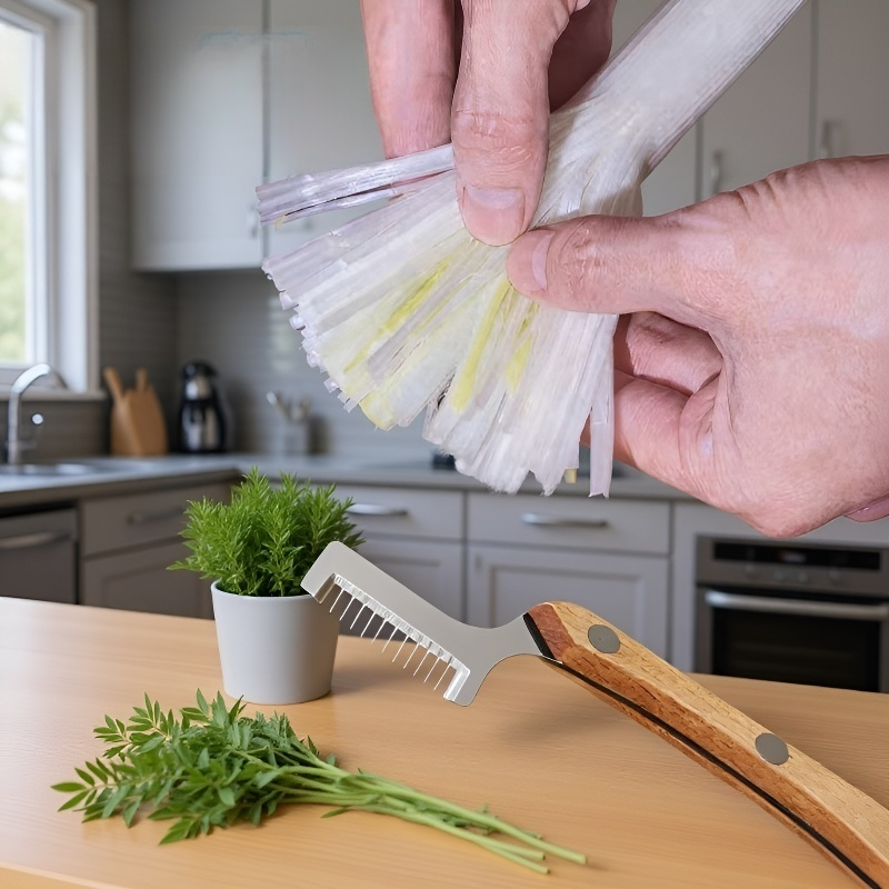 Precision kitchen tool for slicing onions and herbs