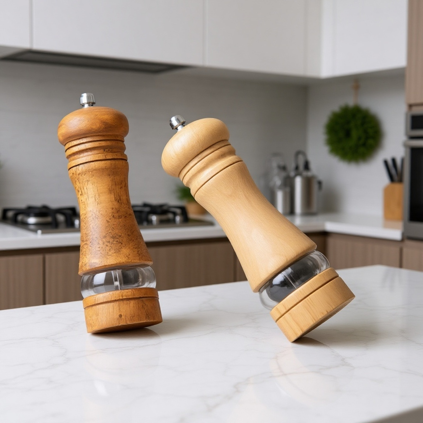 Vista lateral del molinillo de pimienta manual