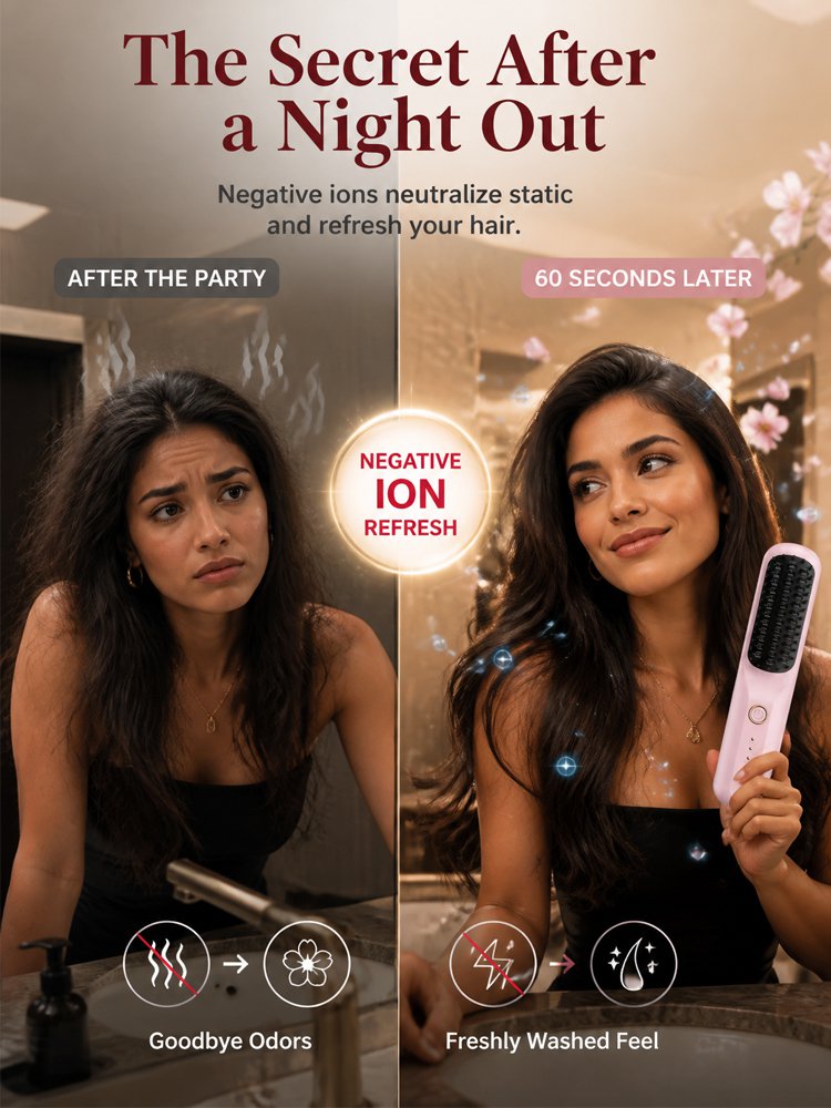 3 Seconds Smooth Ionic Cordless Hair Straightening Brush