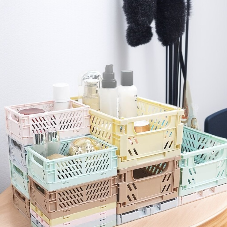 折りたたみ式プラスチック製収納バスケット