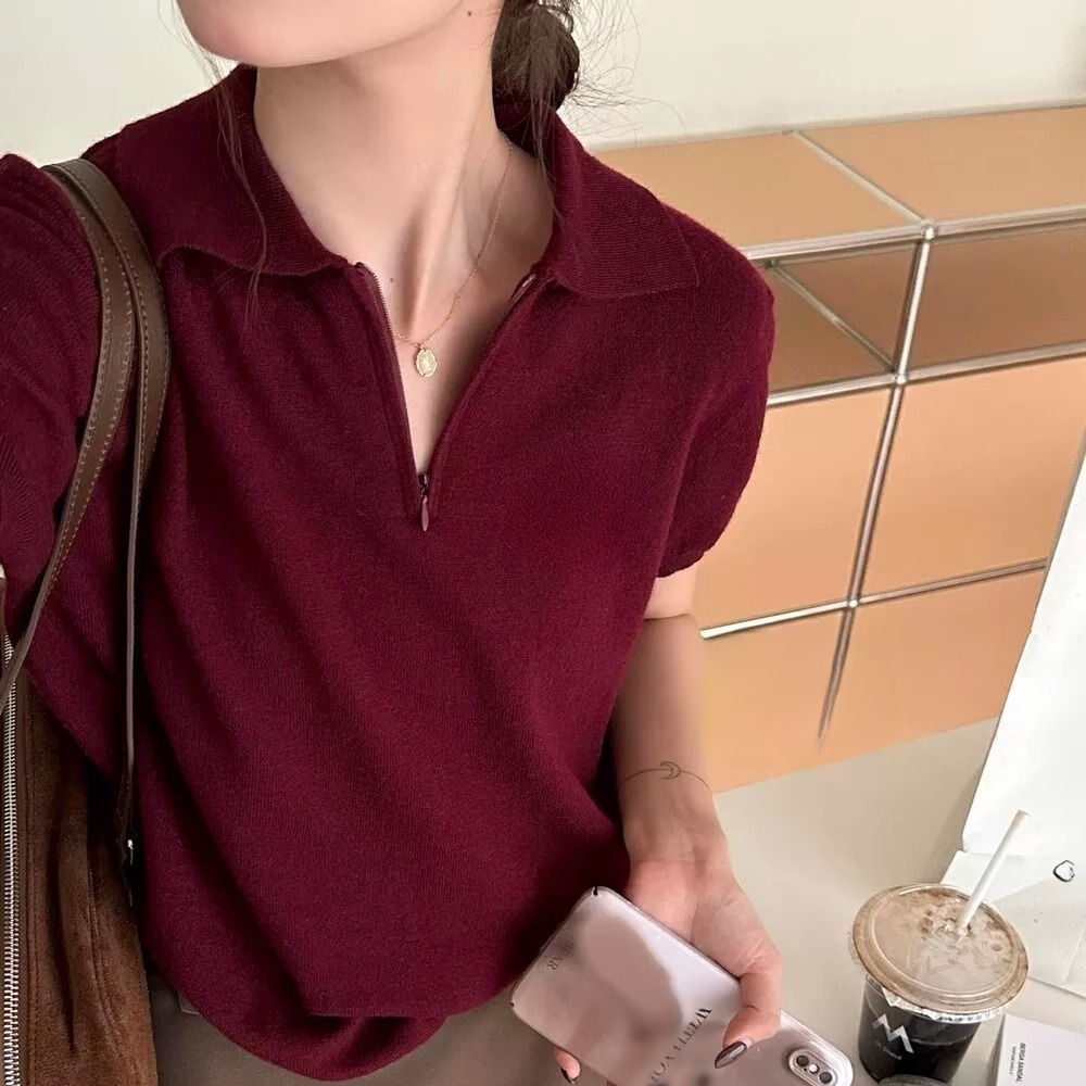 高級感Polo領針織衫女