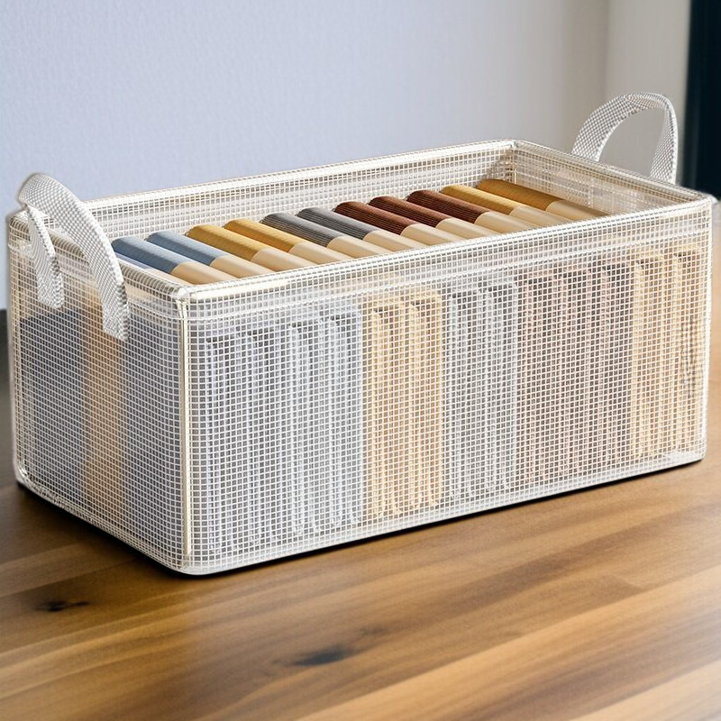 家庭用透明折りたたみ式衣類収納かご