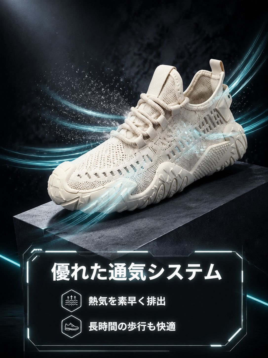 蒸れにくい通気性抜群のメッシュアッパー