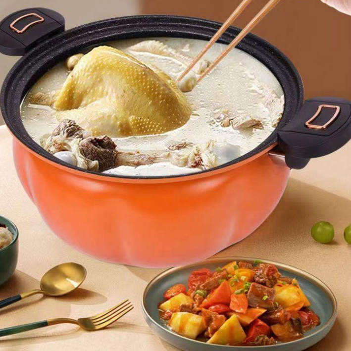 다용도 호박 냄비 대용량 비점착 압력 냄비 인덕션 및 가스레인지 사용 가능